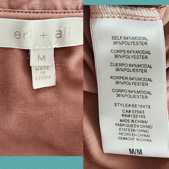 Eri + Ali Blush Pink Modal Blend Scalloped Wrap Blouse Feminine - Picture 5 of 5